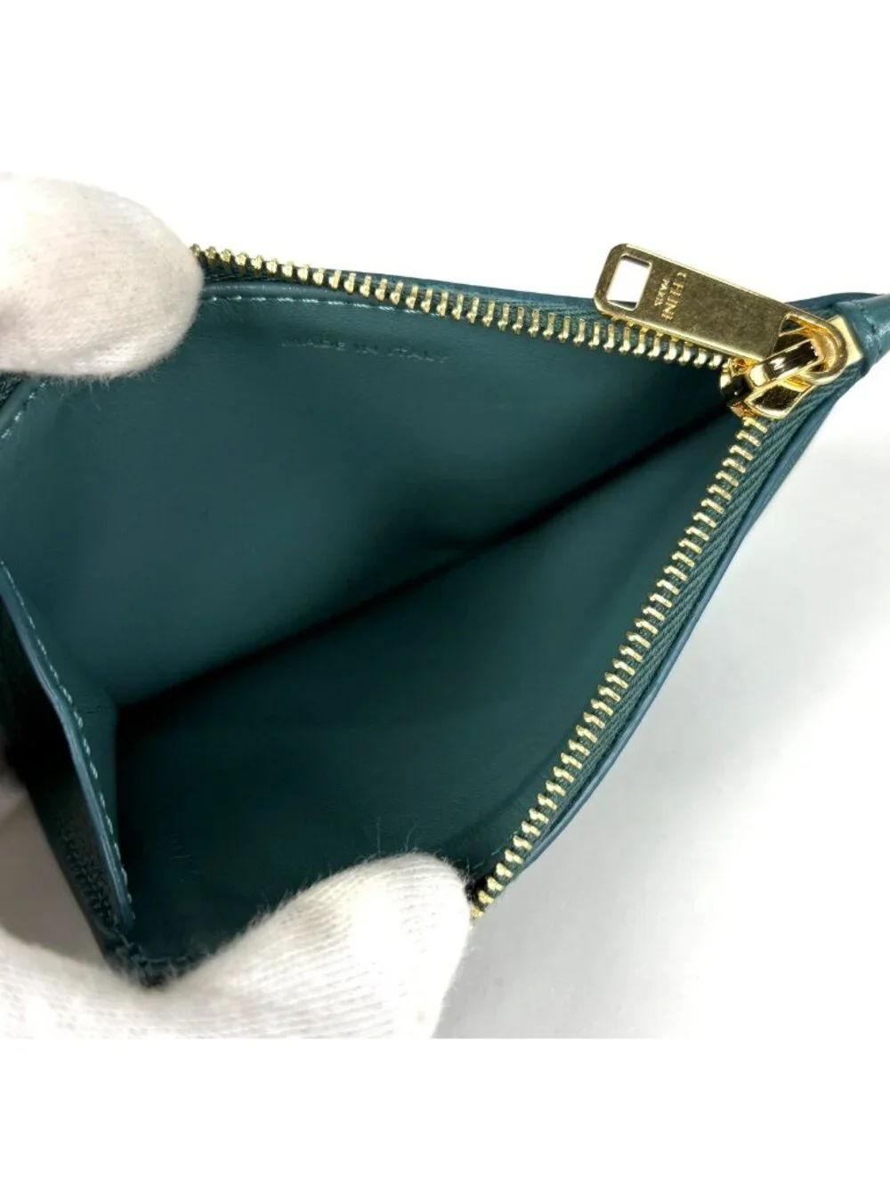 Celine Zip Card Holder Leather Green